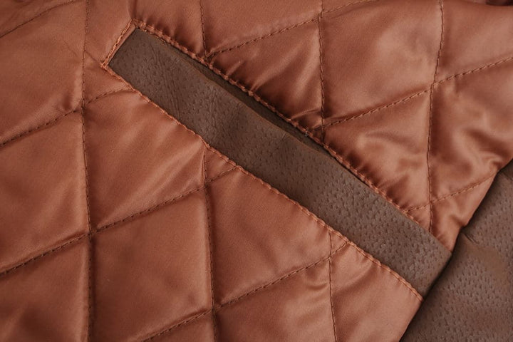 Drune | Leder Look Jacke Kordelzug Kapuze Ge Quiltete Fütterung Reißverschlussverschluss Gerippter Saum