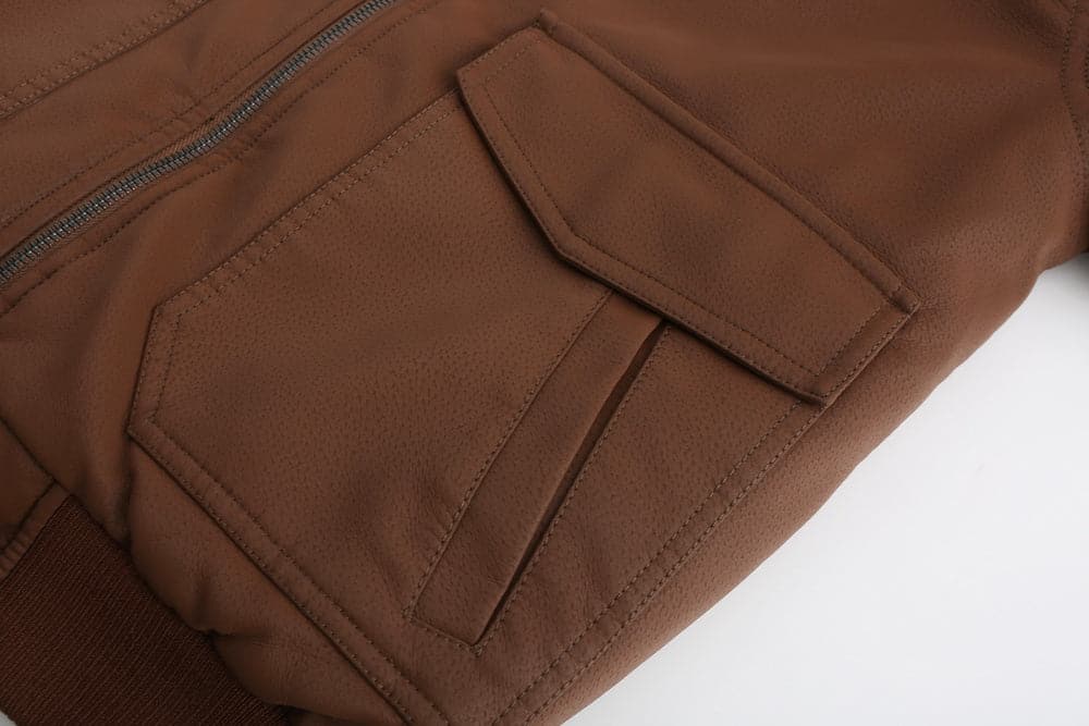 Drune | Leder Look Jacke Kordelzug Kapuze Ge Quiltete Fütterung Reißverschlussverschluss Gerippter Saum