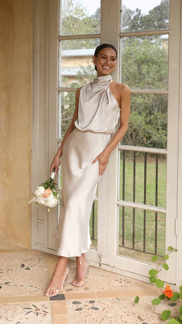 Drune | Satin ärmelloses Festkleid