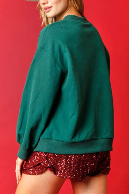 Drune | Weihnachts Süßigkeitenhaus Pailletten Lässiger Lockere Pullover