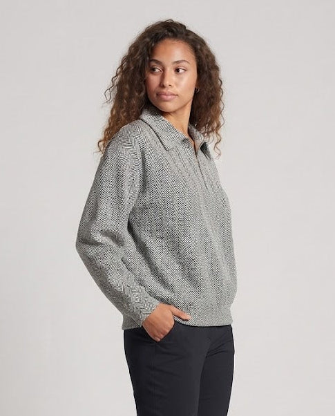 Damen Modische Oversized Bluse im Fischgrätmuster Drune