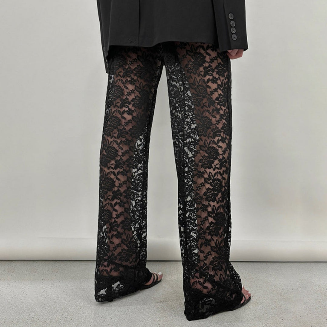 Drune | Spitze Perspektive hohe Taille Spleißen lange gerade Hose