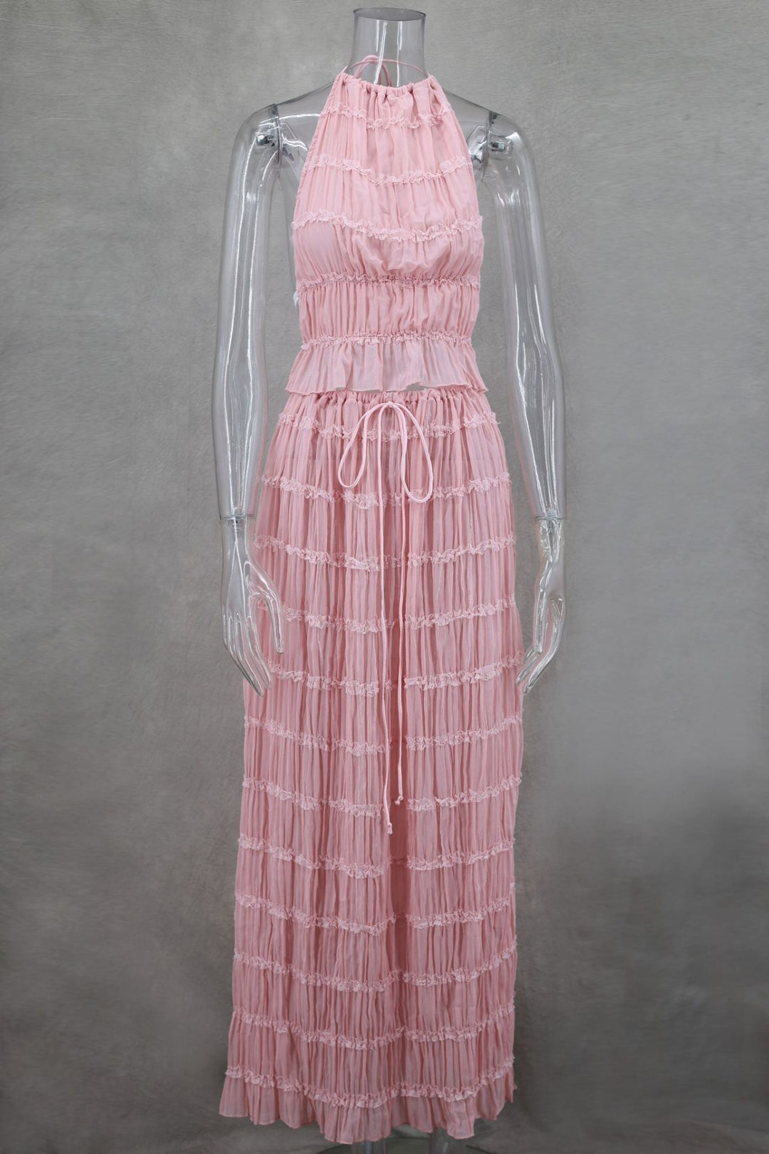 Drune | Neckholder Spitzenweste langes Kleid Set