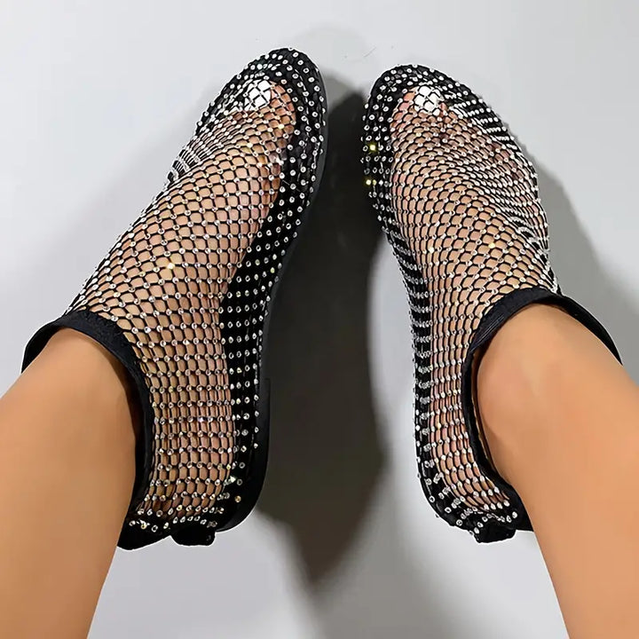 Drune | Sandalen mit Strasssteinen und Mesh