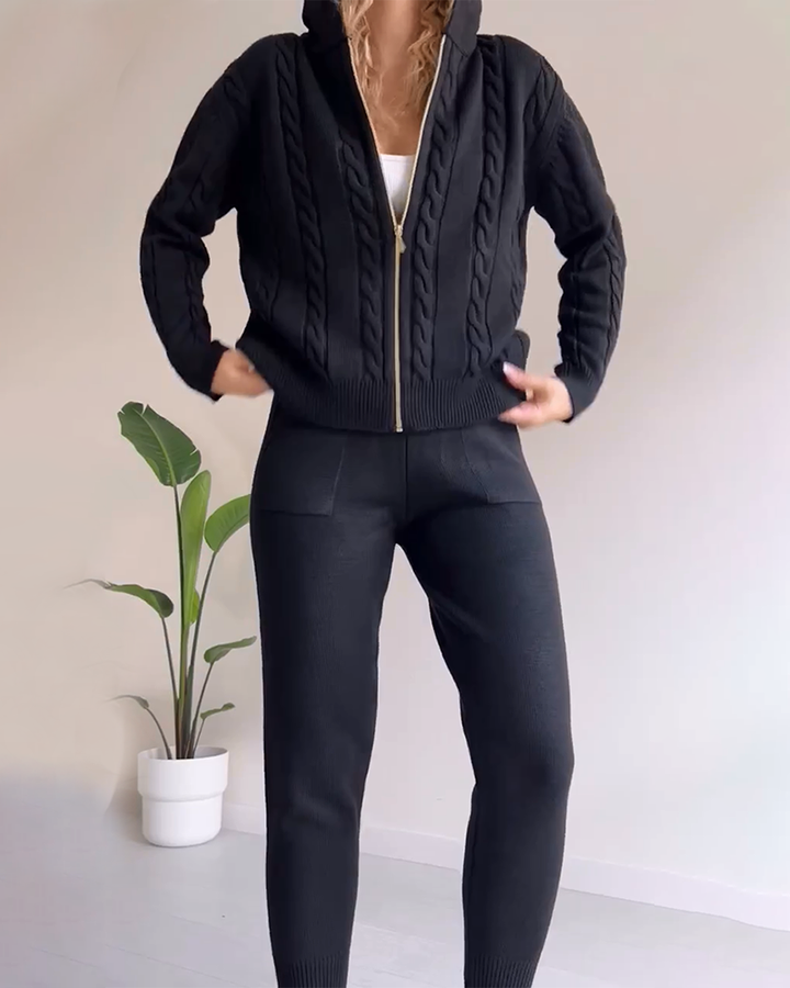 Drune | Casual jacquard cardigan set with twist design
