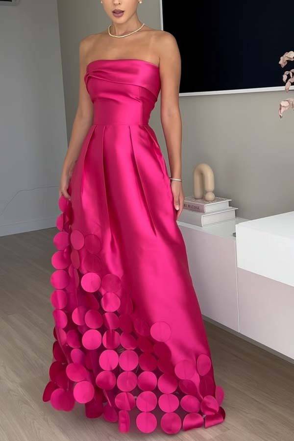 Drune | Luxuriös Poise Satin Gespaltenes Mesh-Punkted Stoff Off-Shoulder Formale Maxi-Kleid