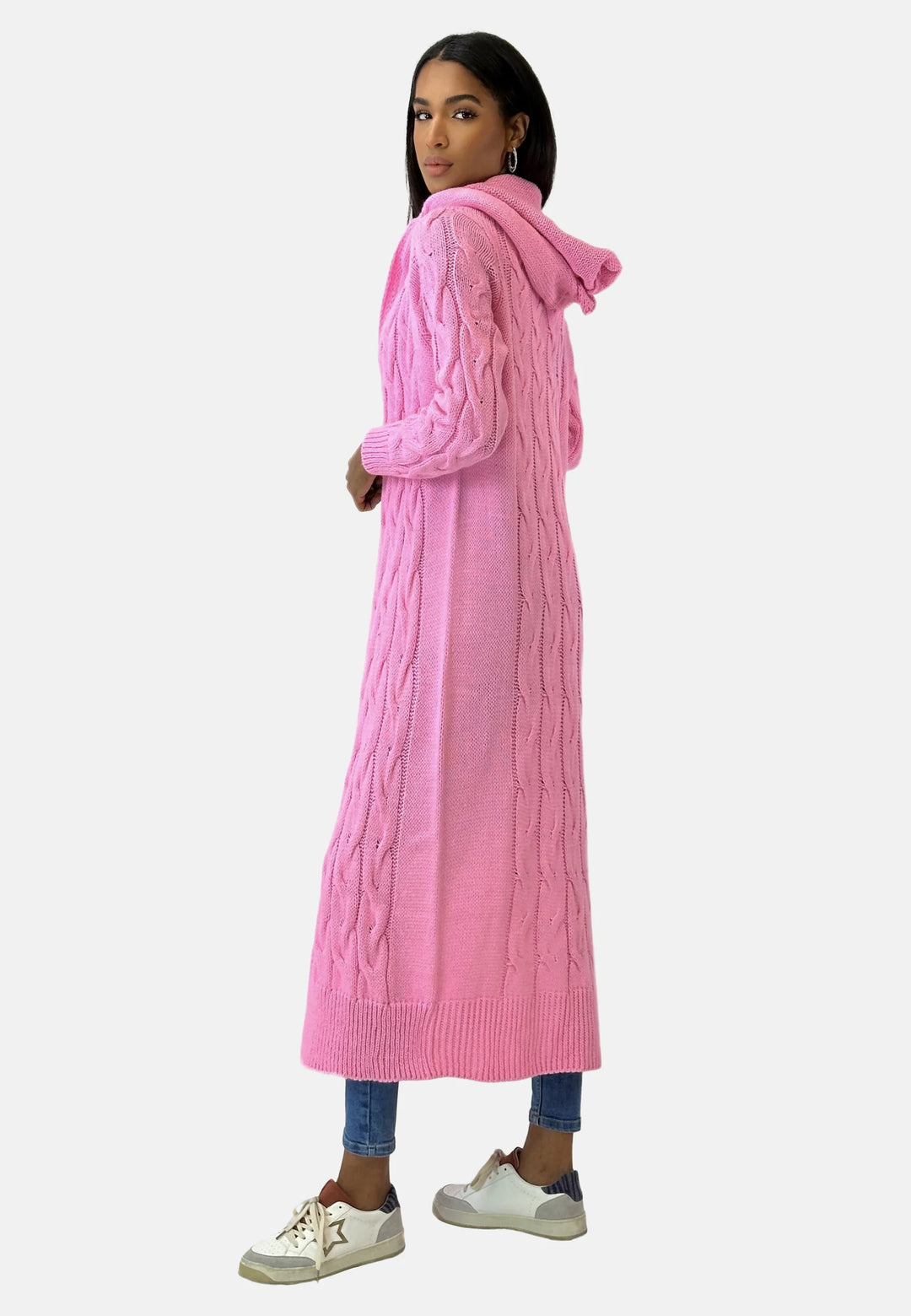 Drune - Lange Strickjacke mit Kapuze