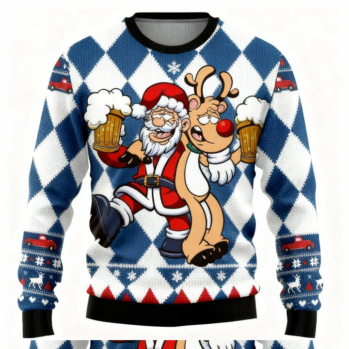 Drune | Hässlicher Weihnachts-Pullover Party [2025] | Fröhliches Weihnachtsmann Design Edition
