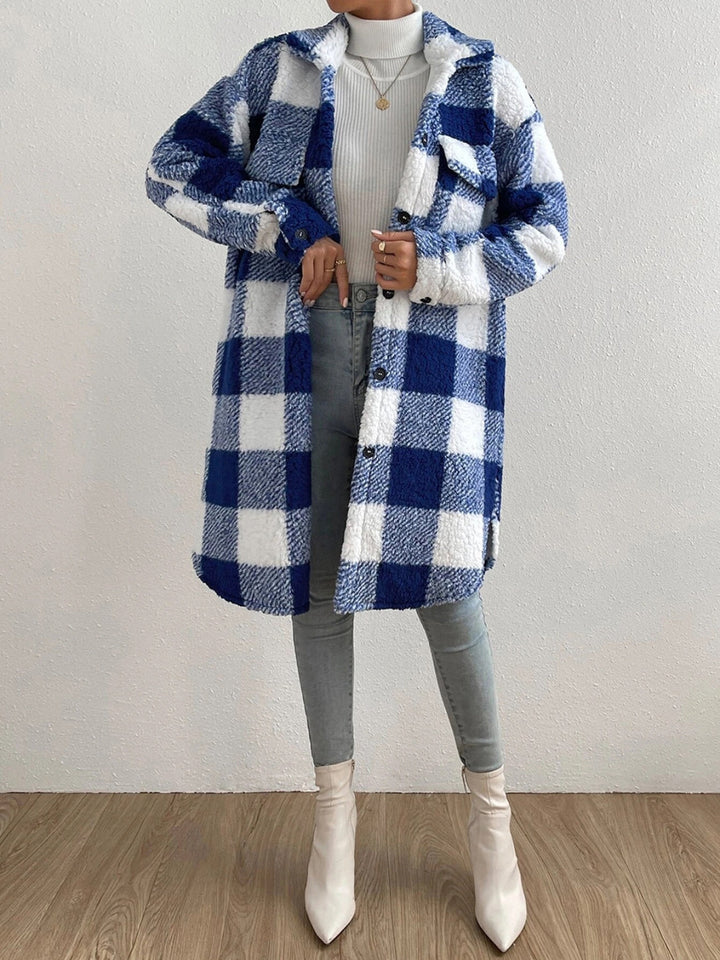 Drune | kariert Jacke mit plüschigem Kragen und Knöpfen