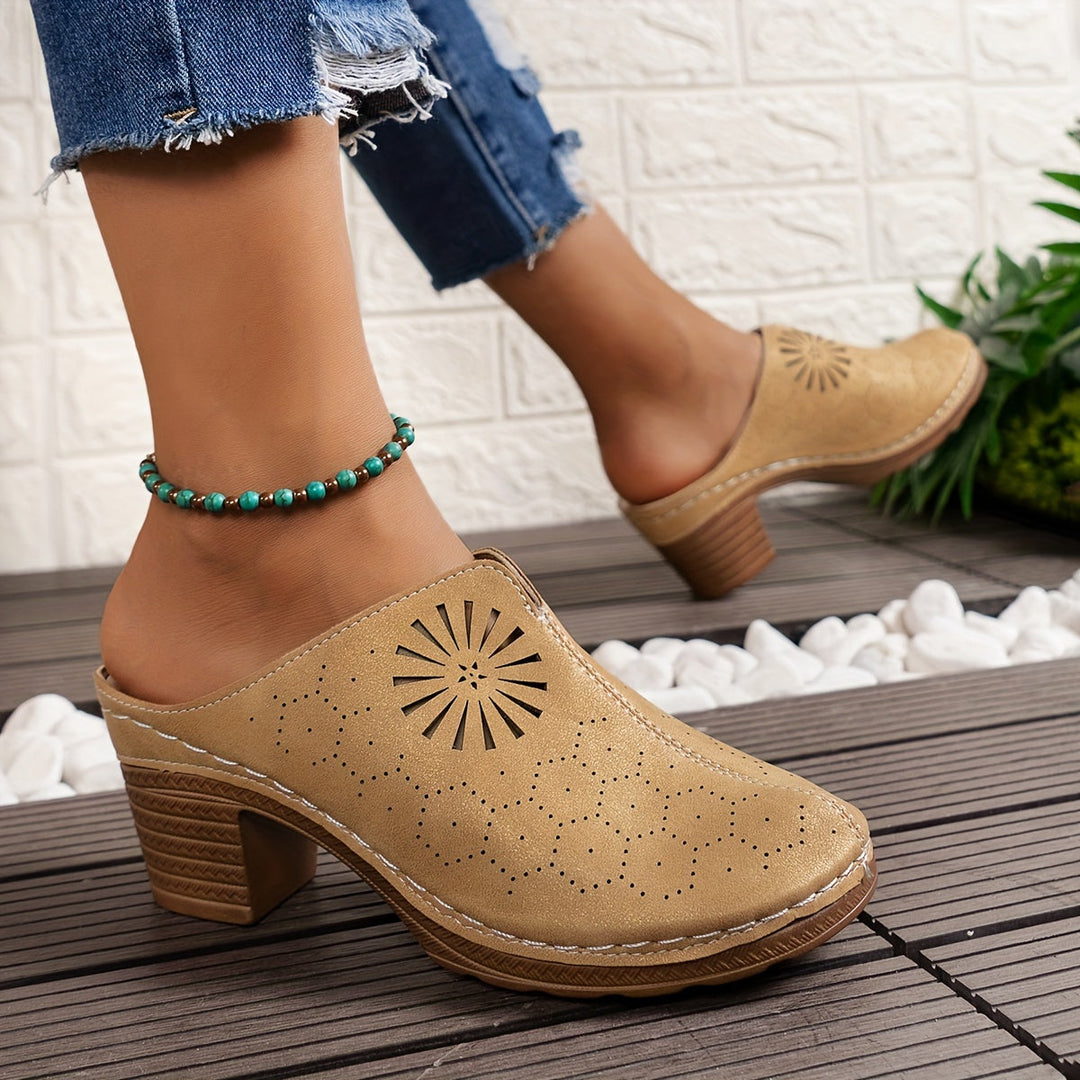 Drune | Damen Clogs Mit Blumenausschnitt Und Weicher Sohle