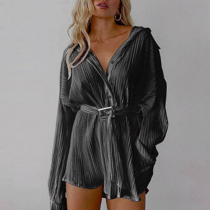 Drune | Langärmeliges Kleid mit Schnürsenkeln und elastischer Taille