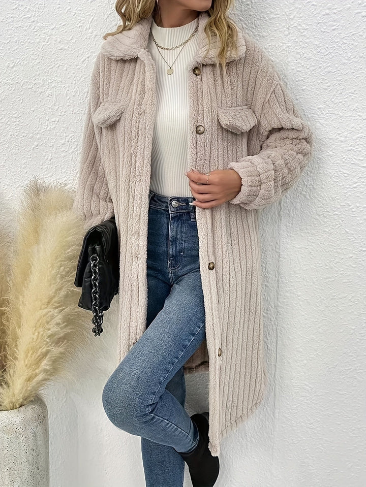 Drune | Lange, Weiche Samtjacke mit Knöpfen Polyester Warm und Bequem