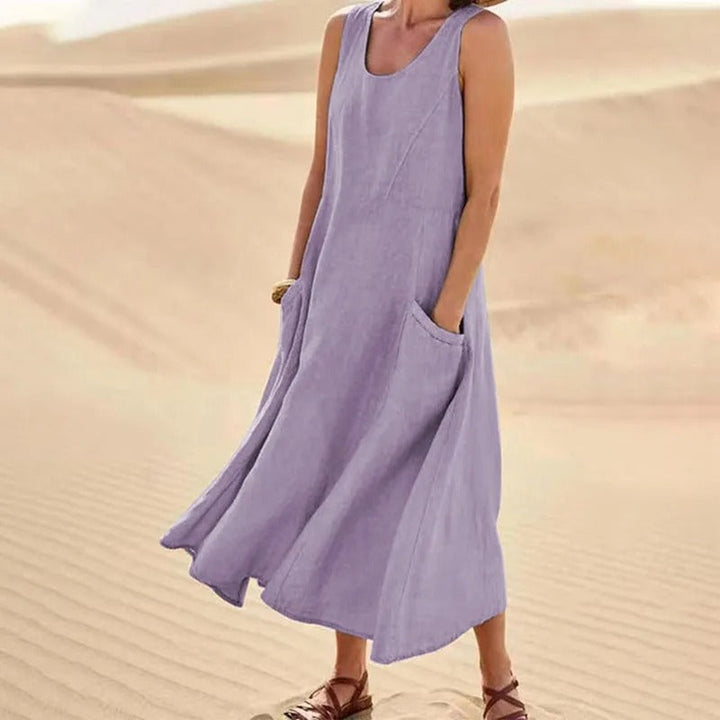 Drune | Ärmelloses Leinenkleid Mit Taschen Für Damen
