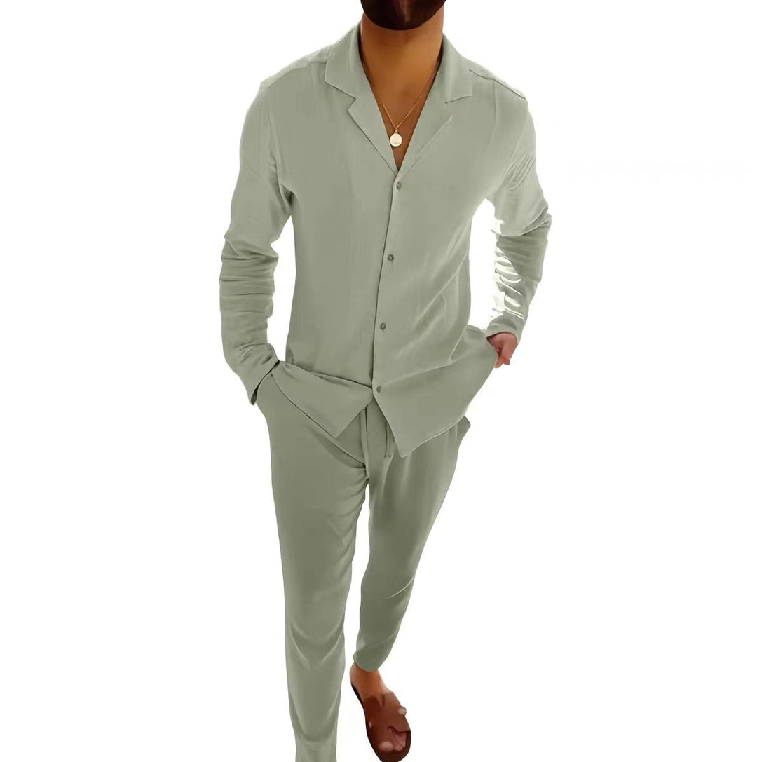 Drune | Lässiger Herrenanzug Mit Langarmhemd Und Slim Fit Hose