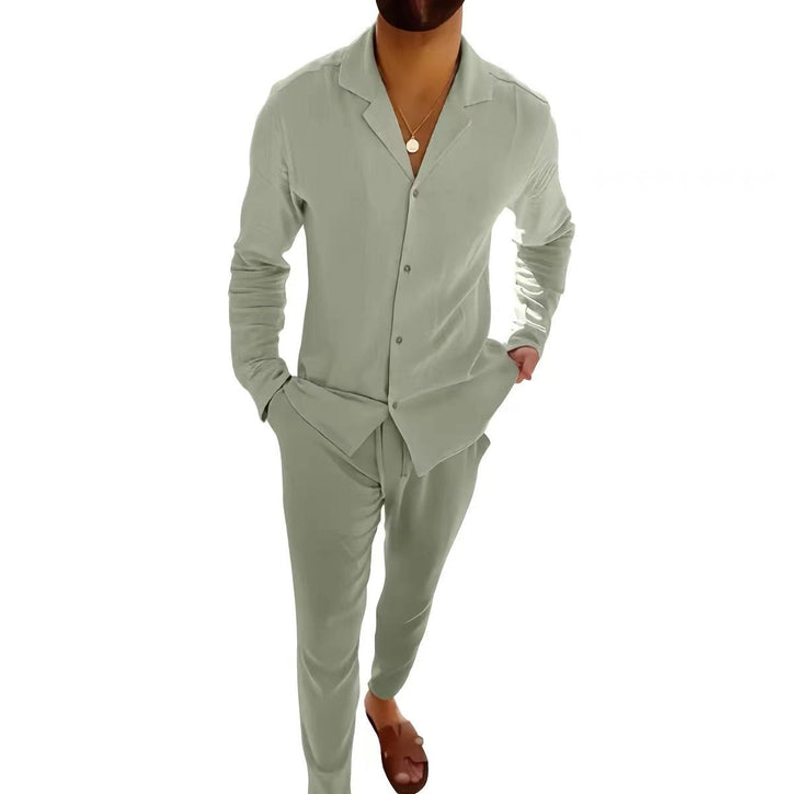 Drune | Lässiger Herrenanzug Mit Langarmhemd Und Slim Fit Hose