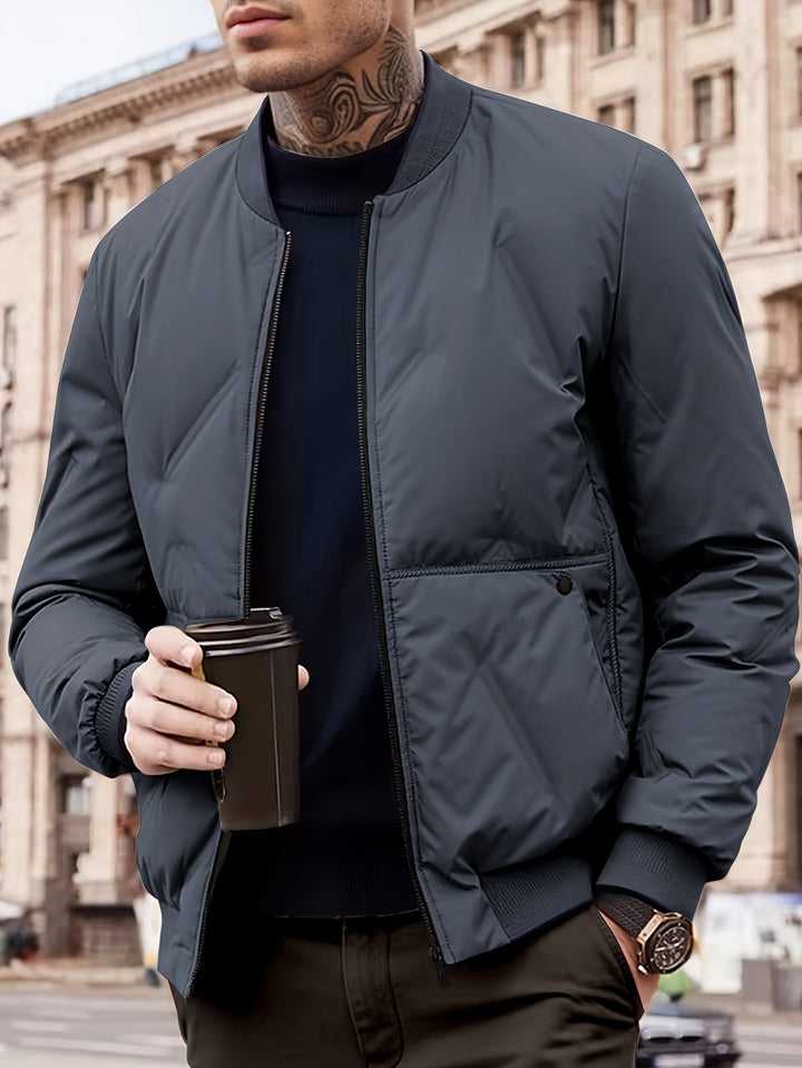 Drune | Baseballkragen Zip einfarbige Polarjacke mit Taschen Winterjacke für Männer - Perfekt für Aktivitäten im Freien