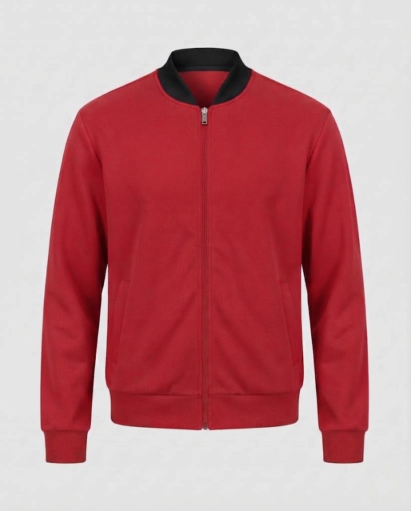 Herren Baumwollmischung Bomber Sweatjacke mit durchgehendem Reißverschluss und Seitentaschen Drune