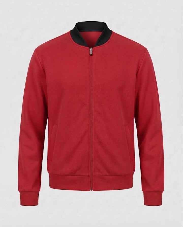 Herren Baumwollmischung Bomber Sweatjacke mit durchgehendem Reißverschluss und Seitentaschen Drune