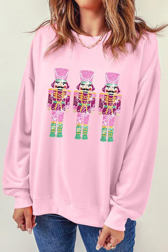 Drune | Weihnachten Lässig Locker Rundhals Pailletten Ärmel Sweatshirt