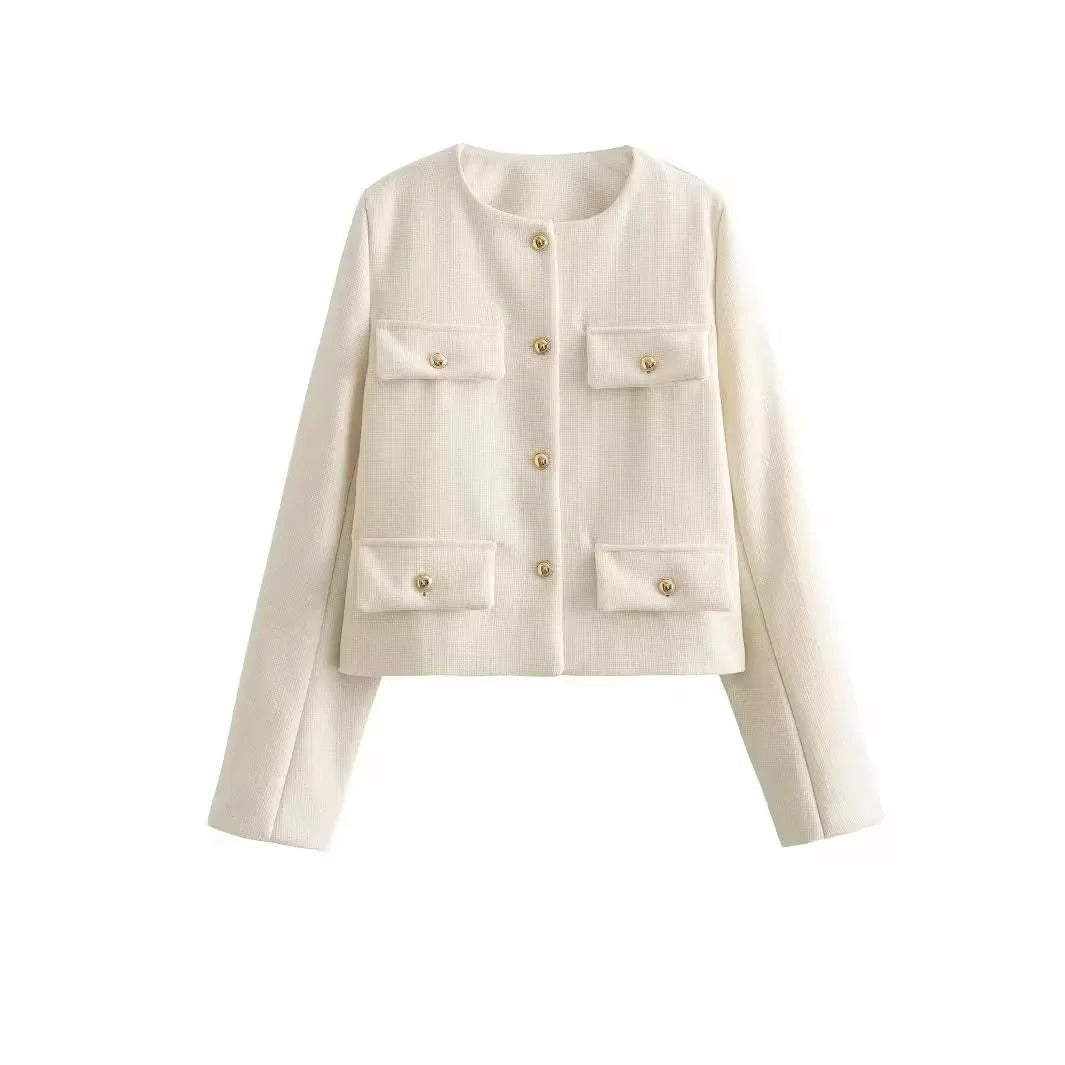Drune | Elegant und schicke Damen Blazerjacke mit Struktur und Knöpfen