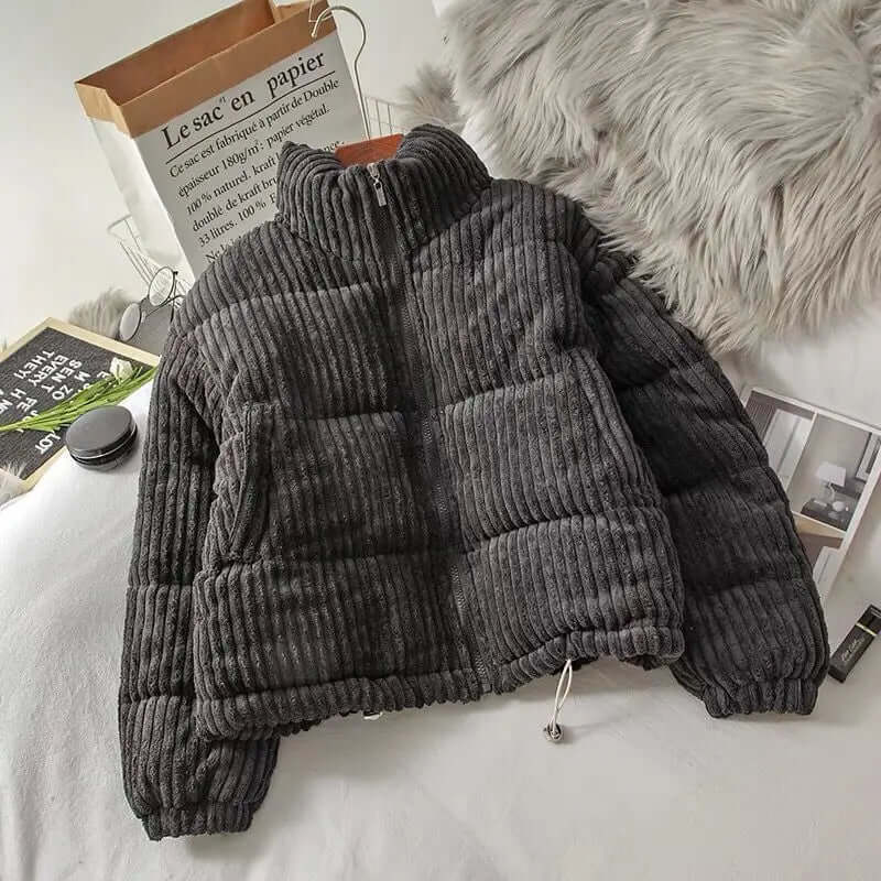 Drune | Damen Wattierte Cordjacke mit Reißverschluss