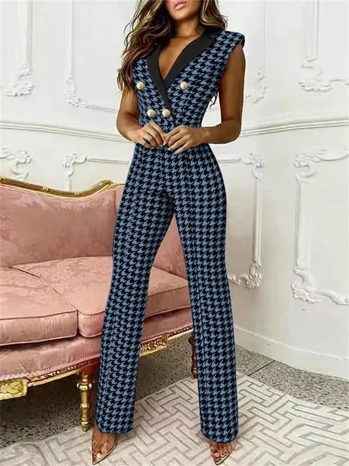 Drune | Jumpsuit mit V-Ausschnitt und Hahnentrittmuster
