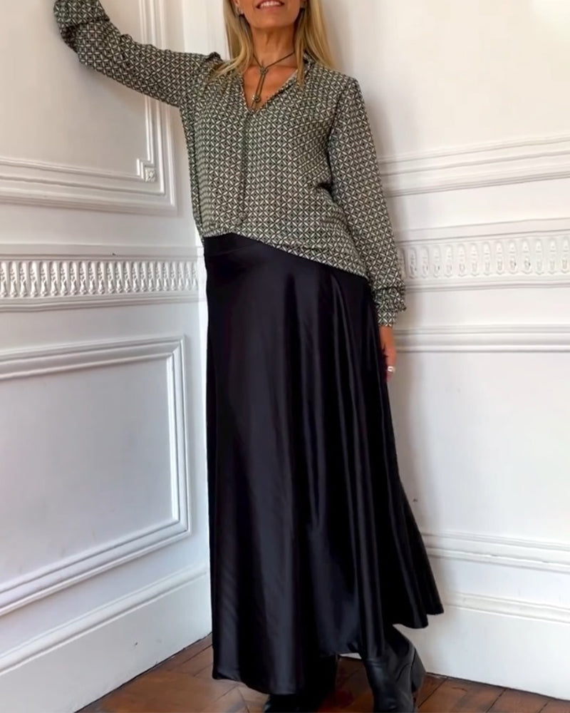 Drune | Legere Bluse mit V-Ausschnitt und Geometrischem Muster