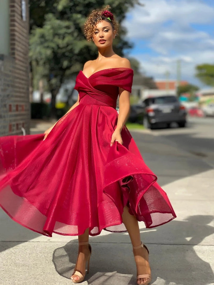 Drune | Elegante Off Shoulder Brautjungfernkleid