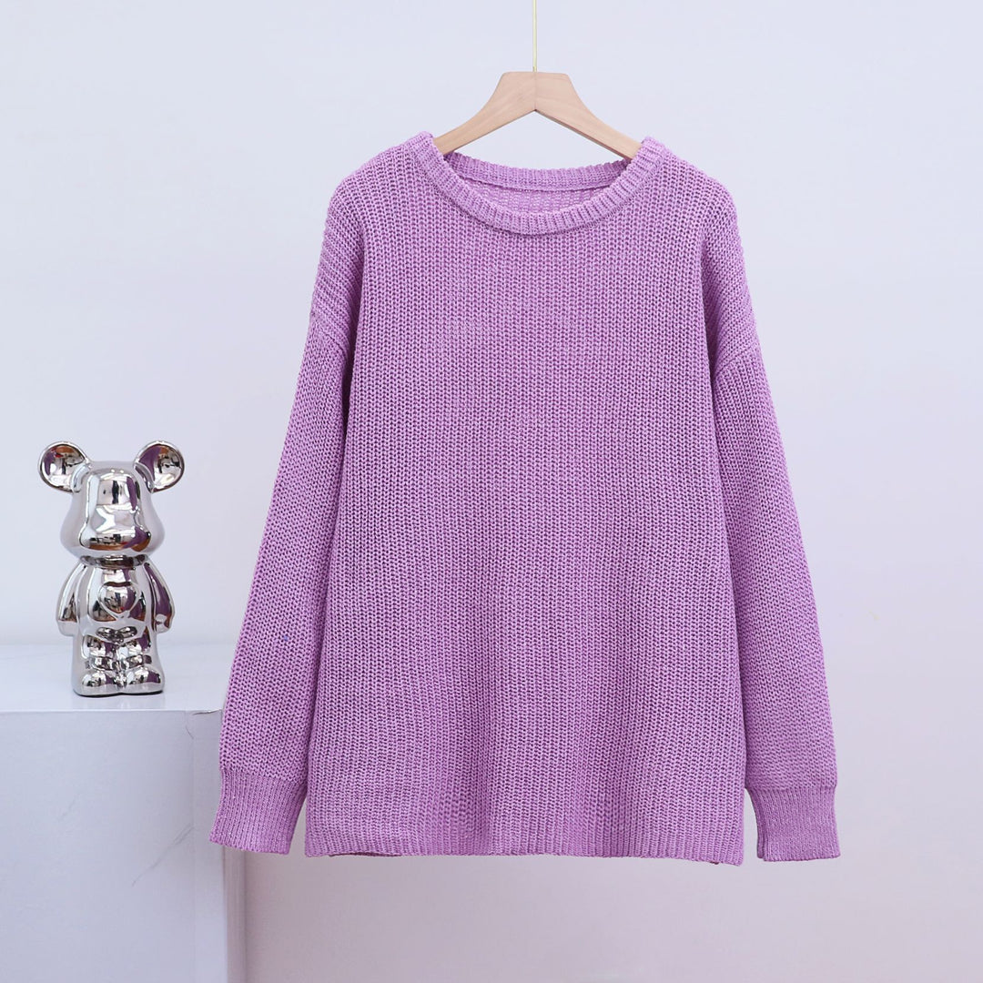 Drune – Modischer Strickpullover in Uni mit Rundhalsausschnitt