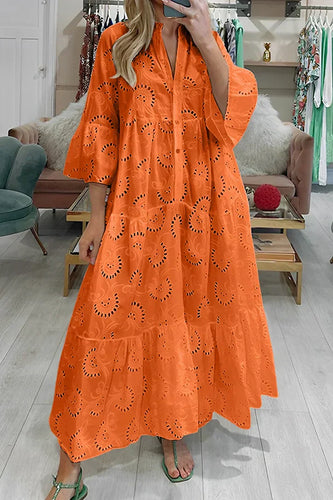 Drune | Elegantes Kleid mit Bestickten Ösen