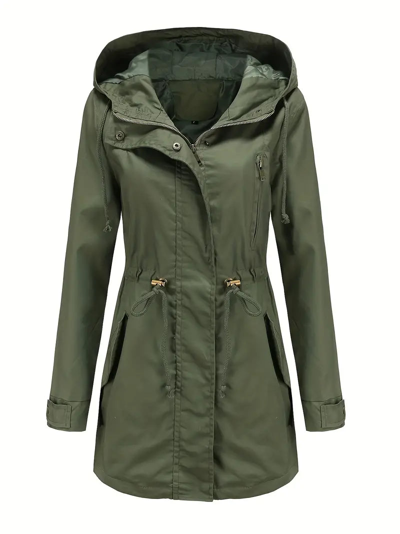 Drune | Damen Langarm Gepolsterter Trenchcoat Wasserdicht
