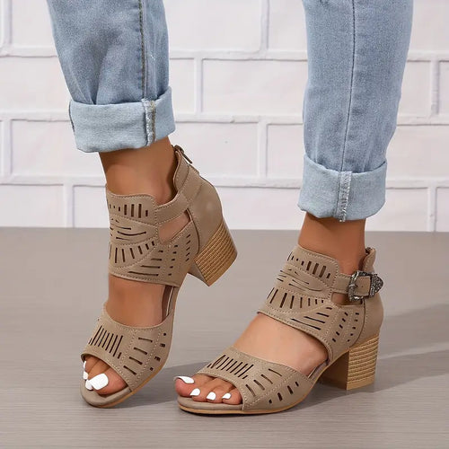 Drune | Damen Sandalen Mit Klobigen Absätzen