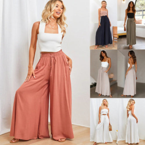 Drune | Elastischer Gürtel Weites Bein Hohe Taille Hose