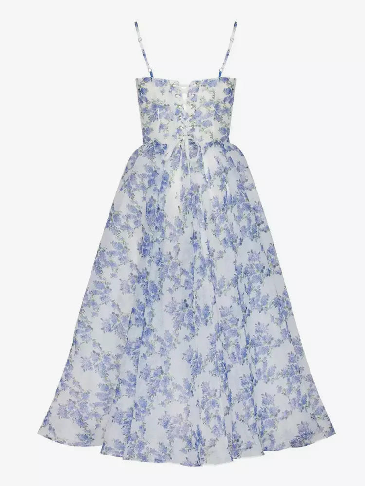 Damen Midi-Kleid mit elegantem Chiffon und floralen Applikationen Drune
