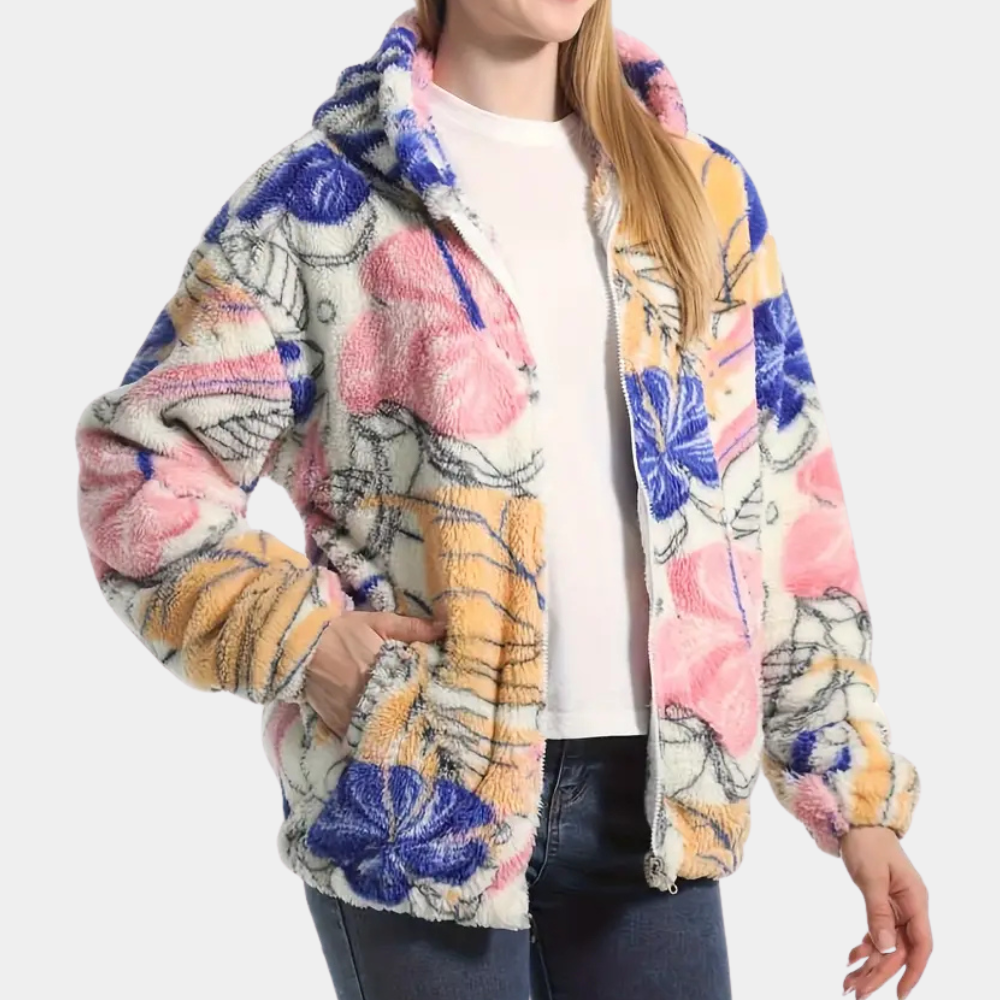 Drune | Blümchen Winterjacke mit Kapuze für Damen