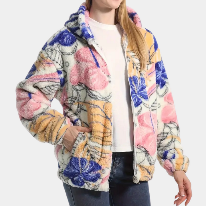 Drune | Blümchen Winterjacke mit Kapuze für Damen