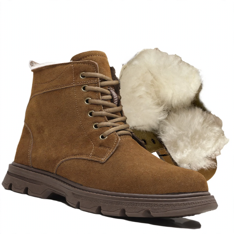 Herren-Winterstiefel, gefüttert, Lammfell, rutschfeste Sohle