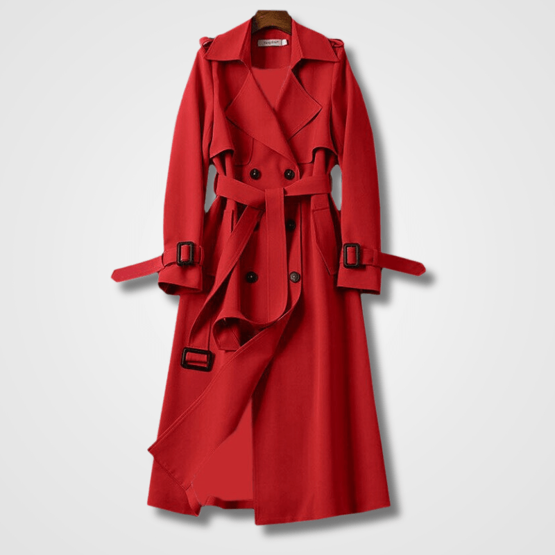 Drune | Langer Trenchcoat - Gürteltaille - Leichtes Polyester - Zeitlose Oberbekleidung