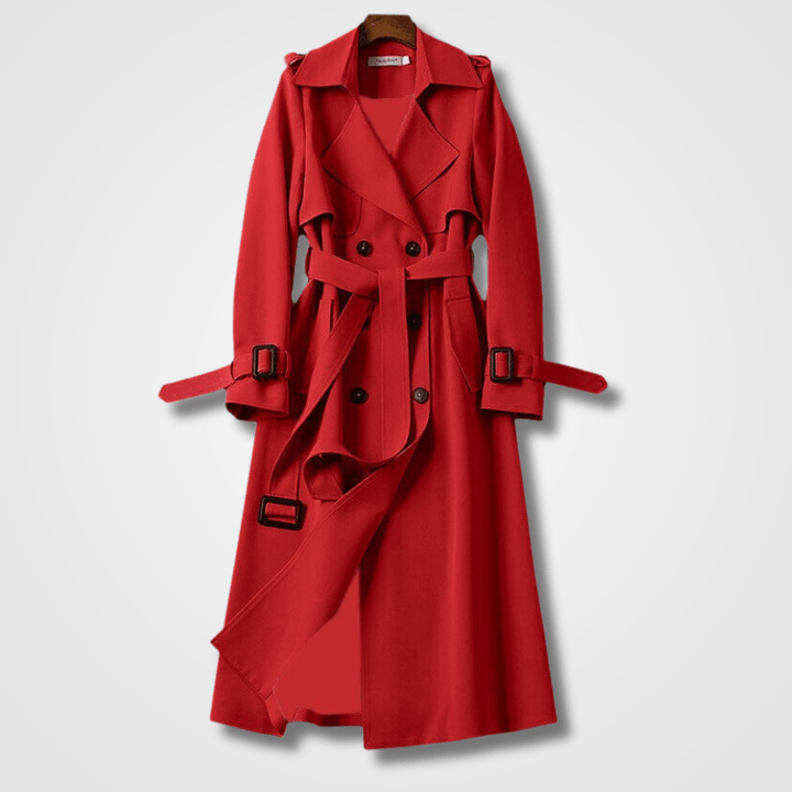 Drune | Langer Trenchcoat - Gürteltaille - Leichtes Polyester - Zeitlose Oberbekleidung