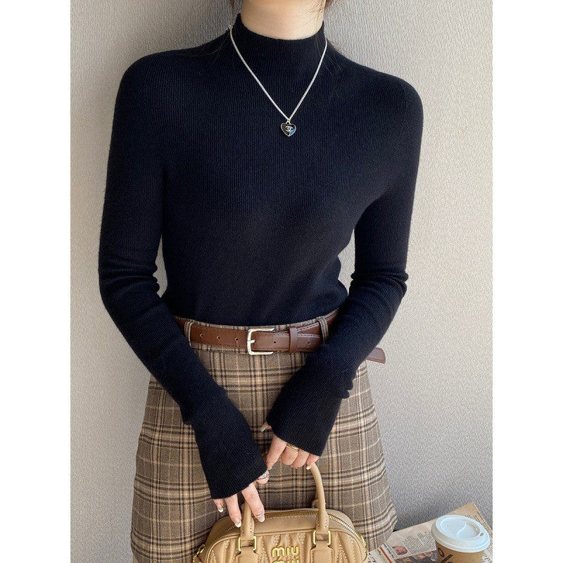Damen-Strickpullover, Rundhals, langärmelig, figurbetont