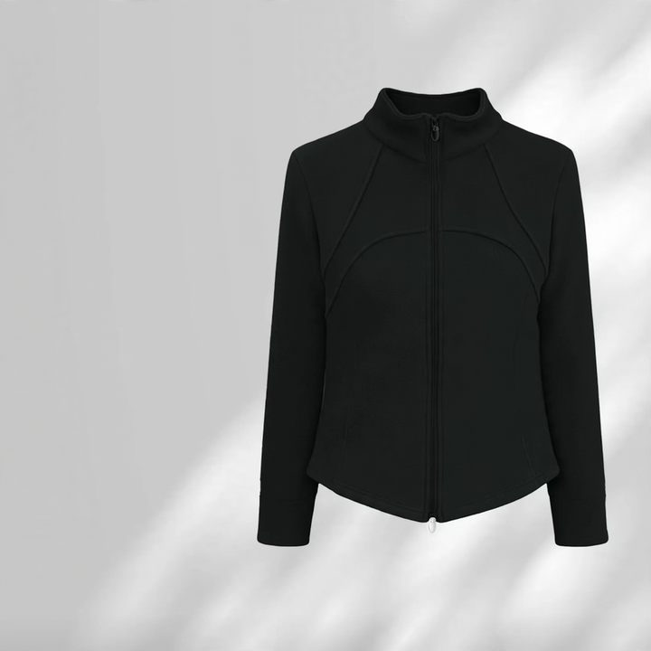 Gefütterte Lammfell-Sportjacke mit Stehkragen
