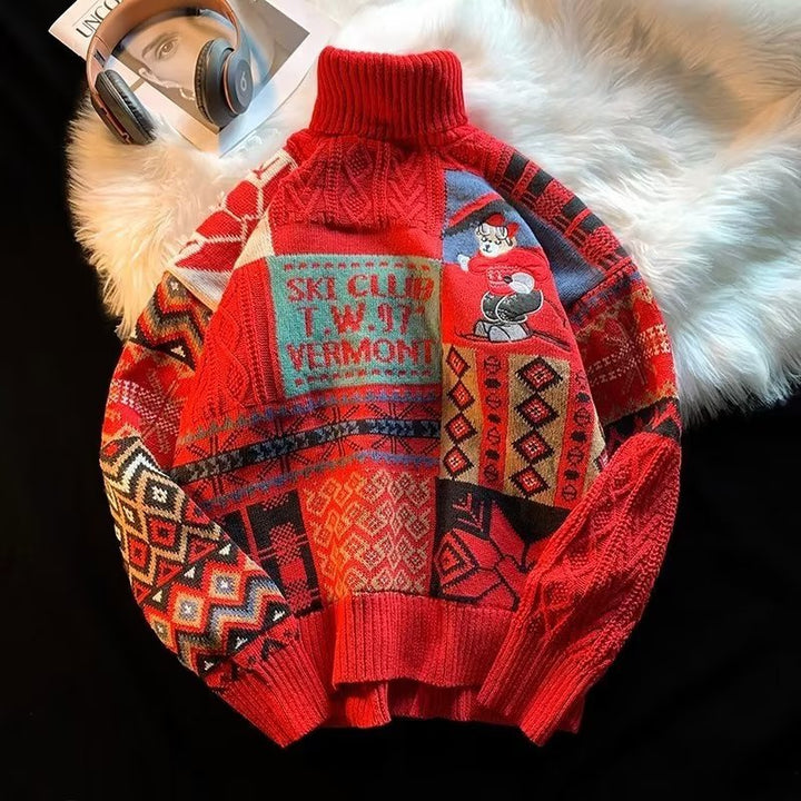 Gefütterter Strickpullover für Herren, weihnachtliches Design