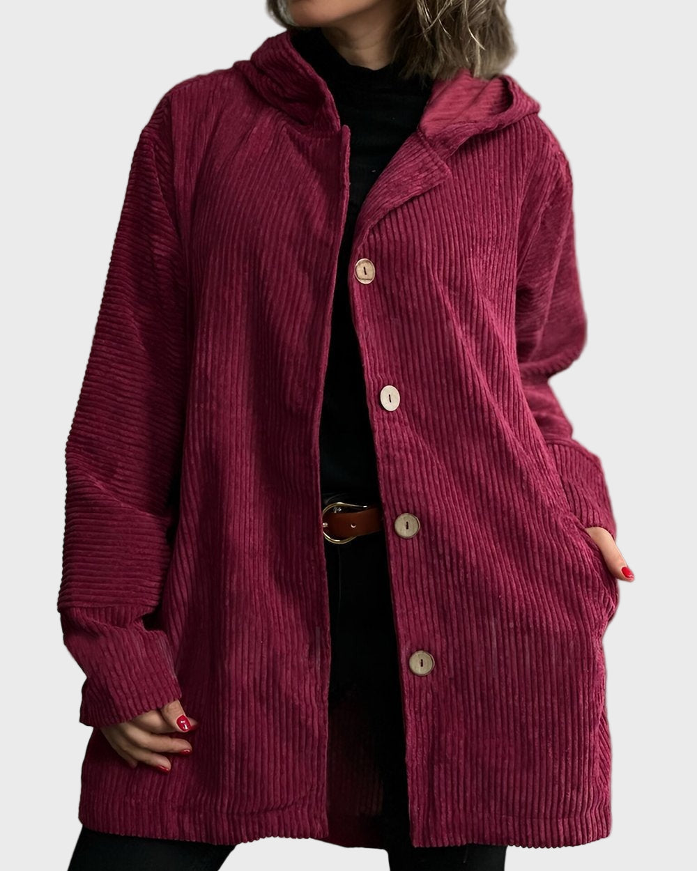 Drune | Jacke mit Kapuze und Knöpfen