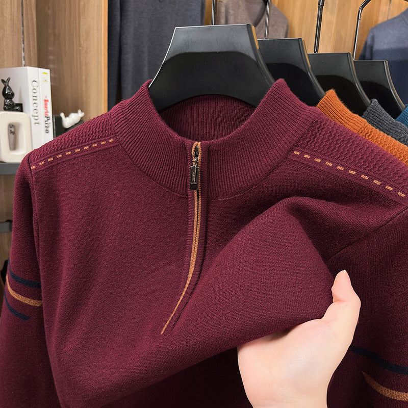 Herren-Strickpullover mit Reißverschluss und Stehkragen
