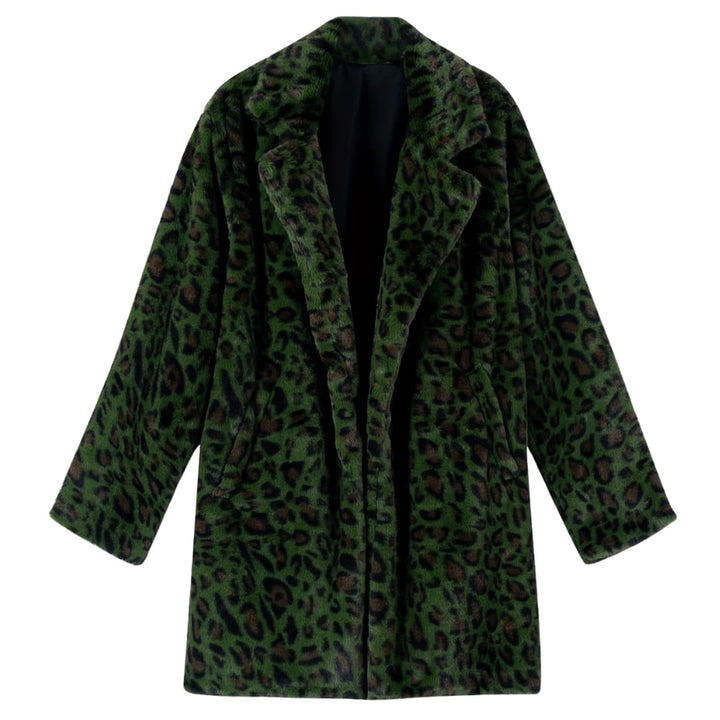 Drune | Plus Size Leopardenmuster Offene Front Langarmjacke