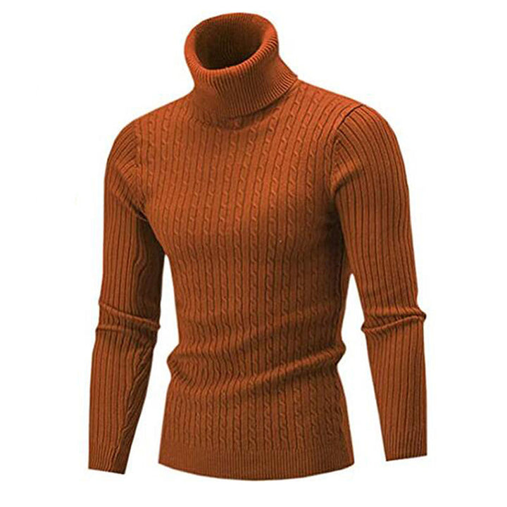 Herren-Strickpullover mit Rollkragen und Zopfmuster