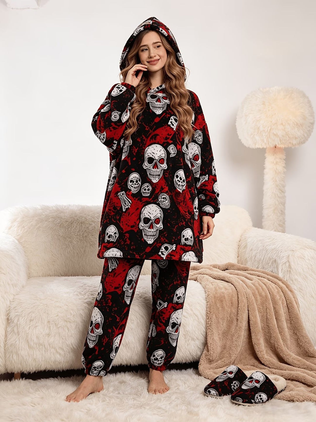 Damen-Pyjama-Set, gefüttert, warm und gemütlich
