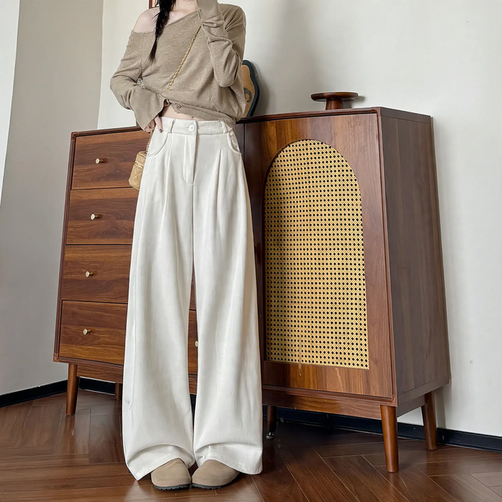 Elegante Cord-Hose für Damen, weit geschnitten