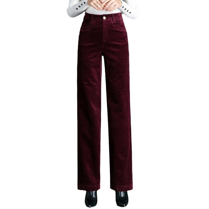 Gefütterte Cordhose für Damen, hoch geschnitten, gerade Passform