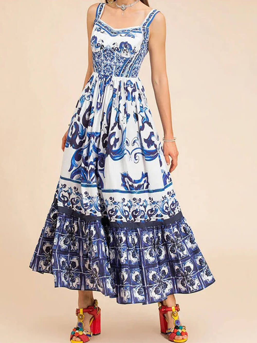 Drune | Elegantes Floral-Midi-Kleid